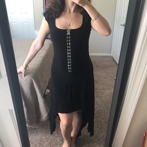 Black sexy asymmetrical witchy dress
